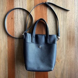 Like New Steve Madden Black and Gold Bucket Soft Pebble Leather Crossbody Bag